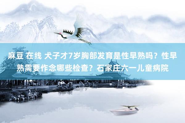 麻豆 在线 犬子才7岁胸部发育是性早熟吗？性早熟需要作念哪些检查？石家庄六一儿童病院