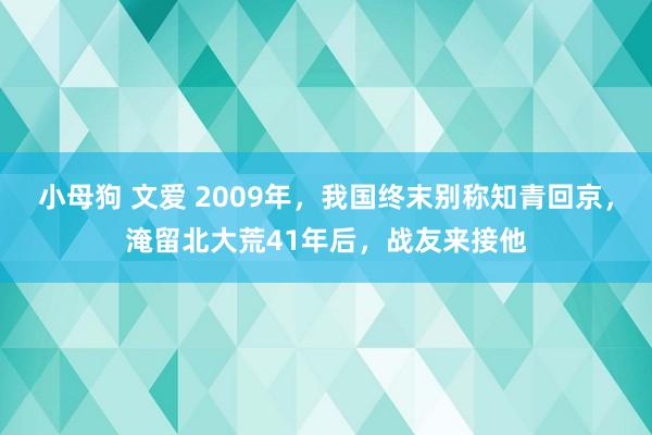 小母狗 文爱 2009年，我国终末别称知青回京，淹留北大荒41年后，战友来接他