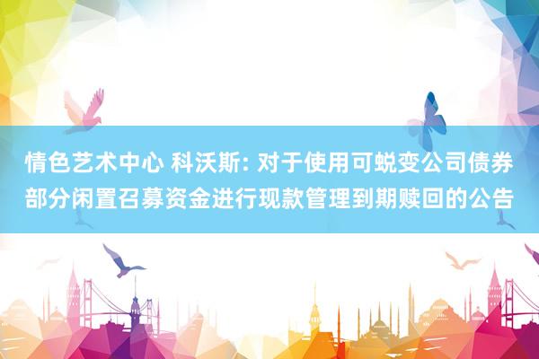 情色艺术中心 科沃斯: 对于使用可蜕变公司债券部分闲置召募资金进行现款管理到期赎回的公告