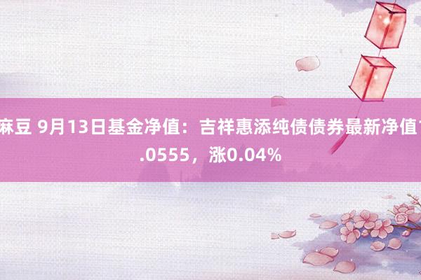 麻豆 9月13日基金净值：吉祥惠添纯债债券最新净值1.0555，涨0.04%