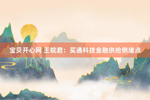 宝贝开心网 王皖君：买通科技金融供给侧堵点