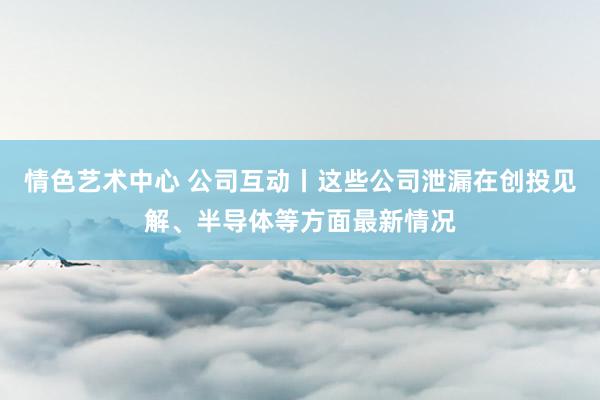 情色艺术中心 公司互动丨这些公司泄漏在创投见解、半导体等方面最新情况