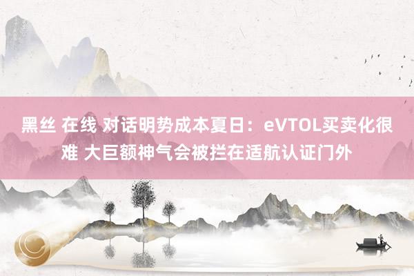 黑丝 在线 对话明势成本夏日：eVTOL买卖化很难 大巨额神气会被拦在适航认证门外