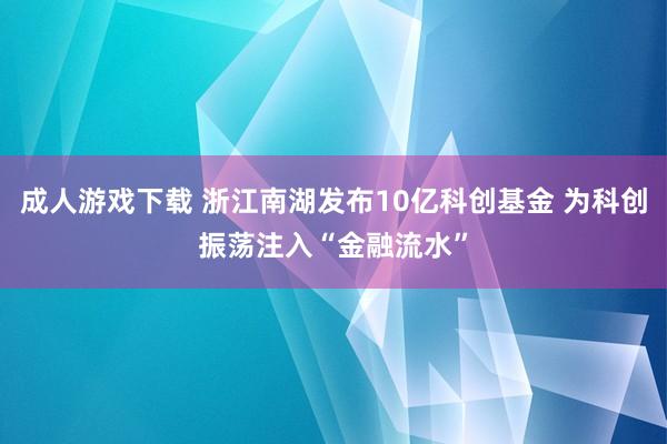 成人游戏下载 浙江南湖发布10亿科创基金 为科创振荡注入“金融流水”