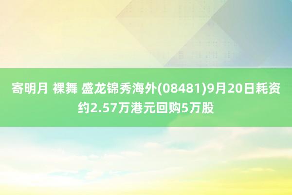 寄明月 裸舞 盛龙锦秀海外(08481)9月20日耗资约2.57万港元回购5万股