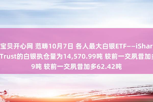 宝贝开心网 范畴10月7日 各人最大白银ETF——iShares Silver Trust的白银执仓量为14，570.99吨 较前一交夙昔加多62.42吨