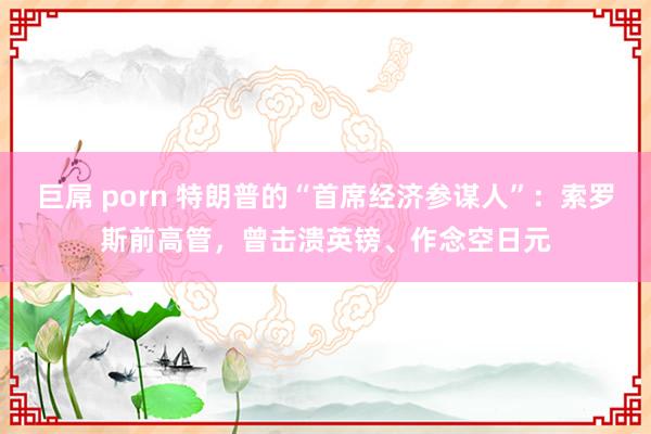 巨屌 porn 特朗普的“首席经济参谋人”：索罗斯前高管，曾击溃英镑、作念空日元