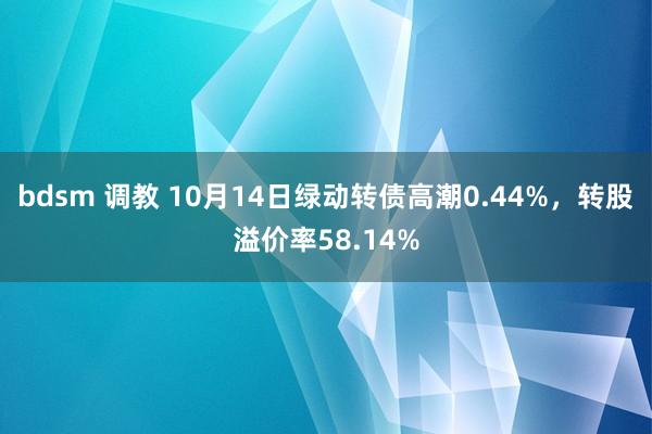 bdsm 调教 10月14日绿动转债高潮0.44%，转股溢价率58.14%