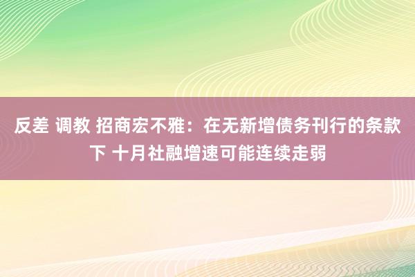 反差 调教 招商宏不雅：在无新增债务刊行的条款下 十月社融增速可能连续走弱