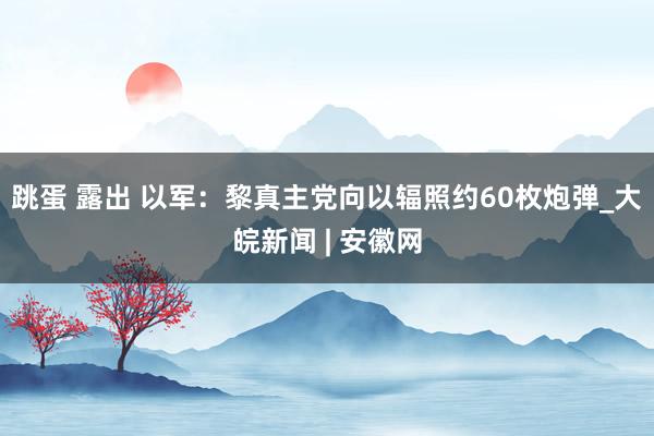 跳蛋 露出 以军：黎真主党向以辐照约60枚炮弹_大皖新闻 | 安徽网