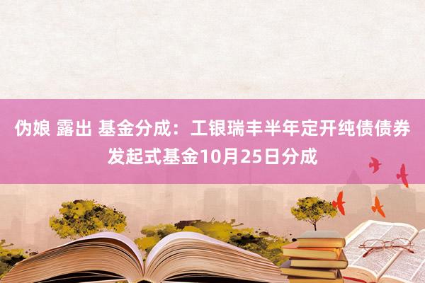 伪娘 露出 基金分成：工银瑞丰半年定开纯债债券发起式基金10月25日分成