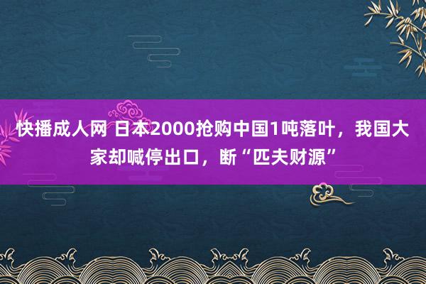 快播成人网 日本2000抢购中国1吨落叶，我国大家却喊停出口，断“匹夫财源”