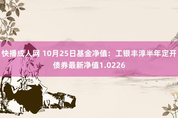 快播成人网 10月25日基金净值：工银丰淳半年定开债券最新净值1.0226