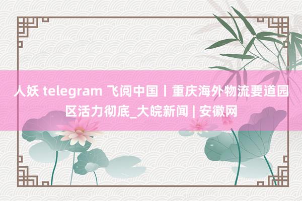 人妖 telegram 飞阅中国丨重庆海外物流要道园区活力彻底_大皖新闻 | 安徽网