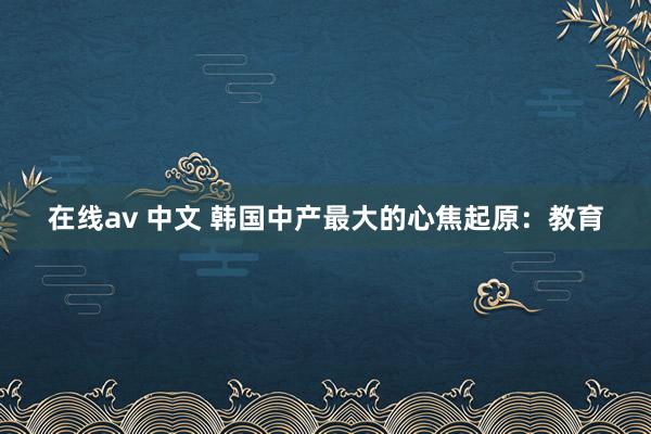 在线av 中文 韩国中产最大的心焦起原：教育