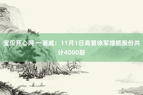 宝贝开心网 一诺威：11月1日高管徐军增抓股份共计4000股