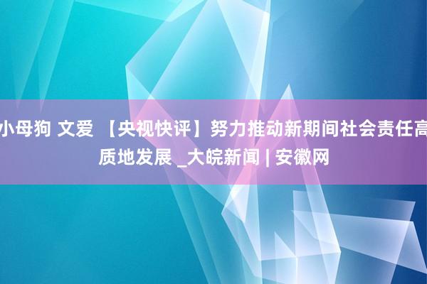 小母狗 文爱 【央视快评】努力推动新期间社会责任高质地发展 _大皖新闻 | 安徽网