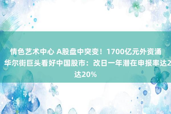 情色艺术中心 A股盘中突变！1700亿元外资涌入，华尔街巨头看好中国股市：改日一年潜在申报率达20%