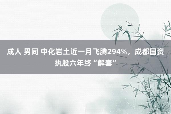 成人 男同 中化岩土近一月飞腾294%，成都国资执股六年终“解套”