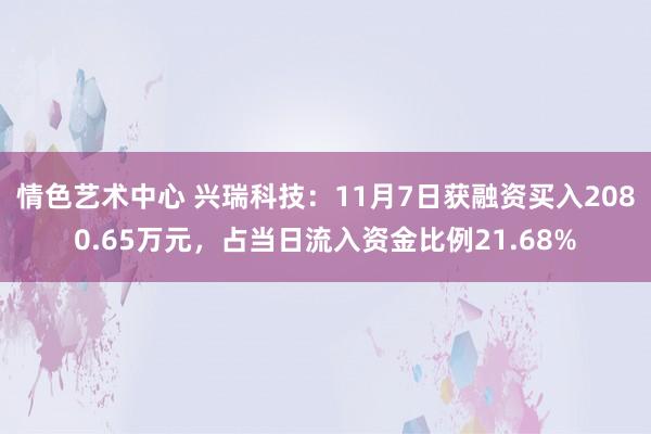 情色艺术中心 兴瑞科技：11月7日获融资买入2080.65万元，占当日流入资金比例21.68%