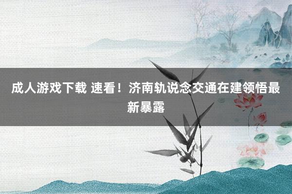 成人游戏下载 速看！济南轨说念交通在建领悟最新暴露