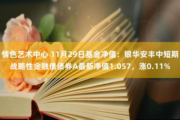 情色艺术中心 11月29日基金净值：银华安丰中短期战略性金融债债券A最新净值1.057，涨0.11%