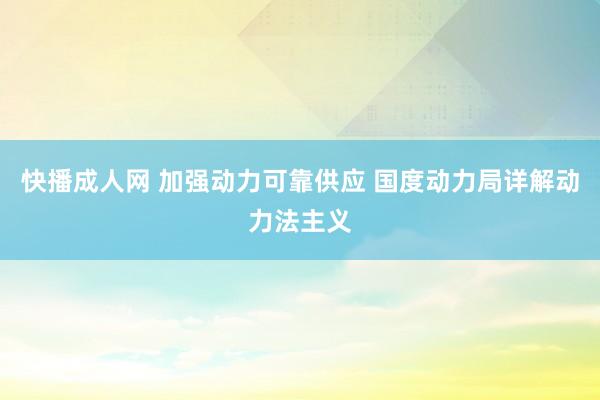 快播成人网 加强动力可靠供应 国度动力局详解动力法主义