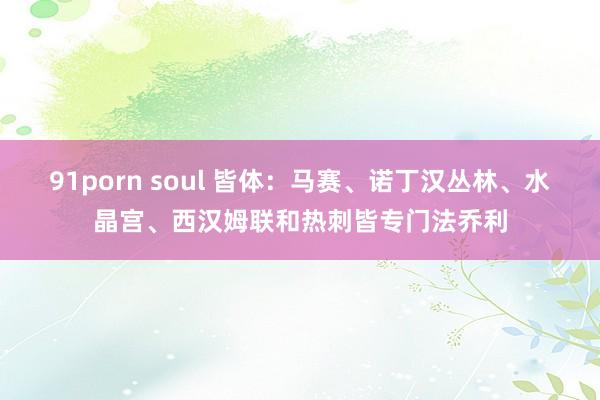 91porn soul 皆体：马赛、诺丁汉丛林、水晶宫、西汉姆联和热刺皆专门法乔利