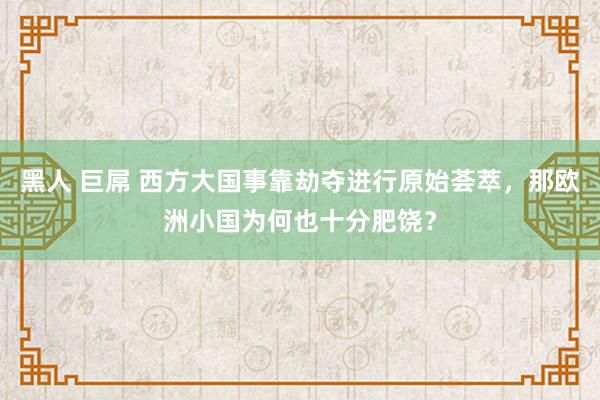 黑人 巨屌 西方大国事靠劫夺进行原始荟萃，那欧洲小国为何也十分肥饶？