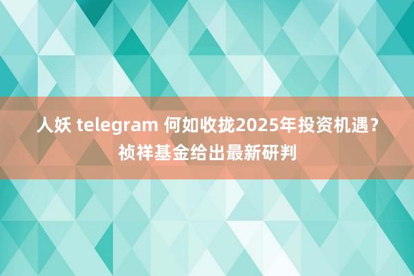 人妖 telegram 何如收拢2025年投资机遇？祯祥基金给出最新研判