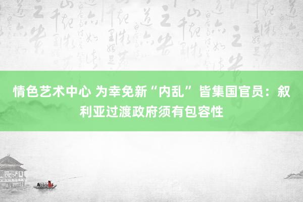 情色艺术中心 为幸免新“内乱” 皆集国官员：叙利亚过渡政府须有包容性