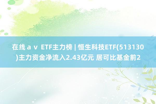 在线ａｖ ETF主力榜 | 恒生科技ETF(513130)主力资金净流入2.43亿元 居可比基金前2