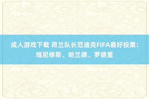 成人游戏下载 荷兰队长范迪克FIFA最好投票：维尼修斯、哈兰德、罗德里