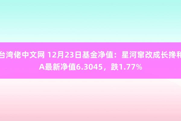 台湾佬中文网 12月23日基金净值：星河窜改成长搀和A最新净值6.3045，跌1.77%