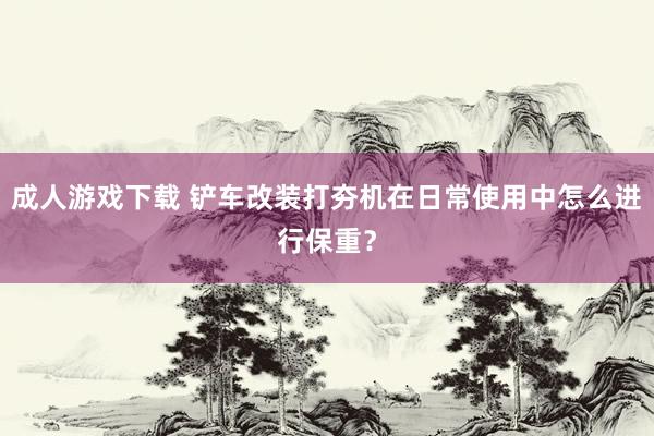 成人游戏下载 铲车改装打夯机在日常使用中怎么进行保重？