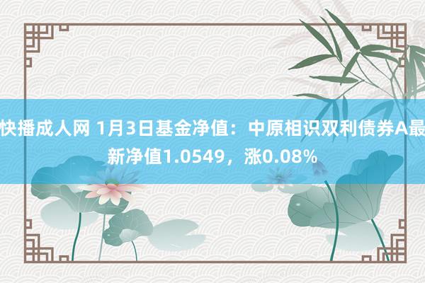 快播成人网 1月3日基金净值：中原相识双利债券A最新净值1.0549，涨0.08%