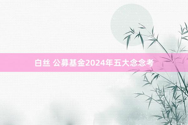 白丝 公募基金2024年五大念念考