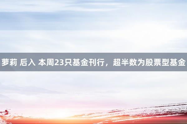 萝莉 后入 本周23只基金刊行，超半数为股票型基金