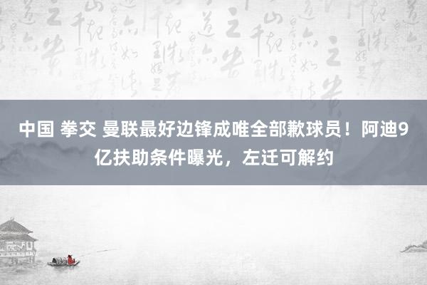 中国 拳交 曼联最好边锋成唯全部歉球员！阿迪9亿扶助条件曝光，左迁可解约