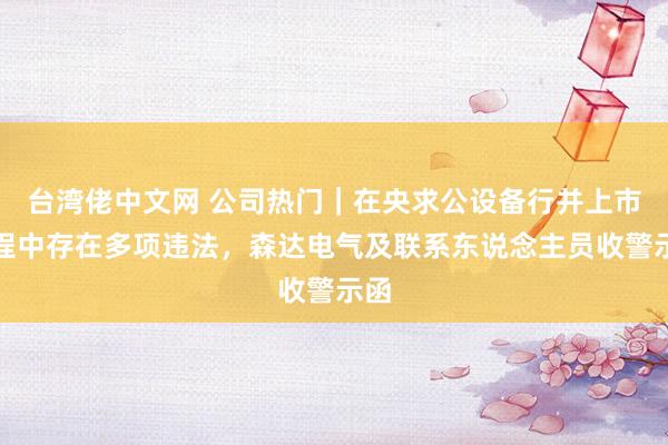 台湾佬中文网 公司热门｜在央求公设备行并上市历程中存在多项违法，森达电气及联系东说念主员收警示函