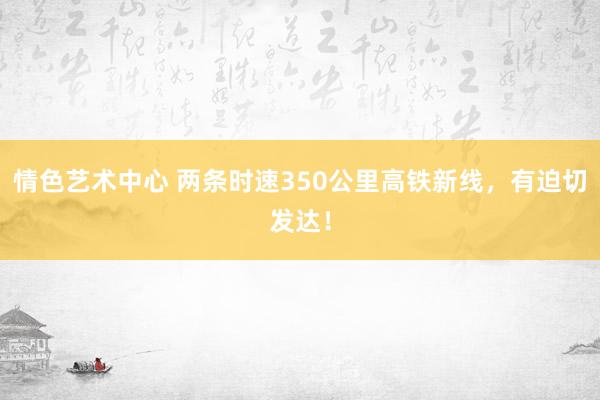 情色艺术中心 两条时速350公里高铁新线，有迫切发达！